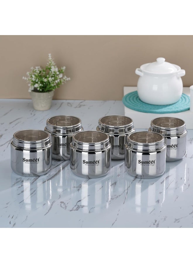 Sumeet Stainless Steel Canisters – Set of 6 (1450ml each), BENI Shape, See-Through Lid, Airtight & Leak-Proof, Corrosion-Resistant, Dishwasher Safe for Storing Leftovers & Meal Prep - Image 1