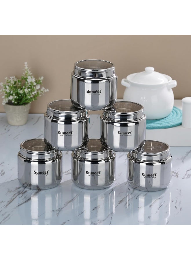 Sumeet Stainless Steel Canisters – Set of 6 (1450ml each), BENI Shape, See-Through Lid, Airtight & Leak-Proof, Corrosion-Resistant, Dishwasher Safe for Storing Leftovers & Meal Prep - Image 5