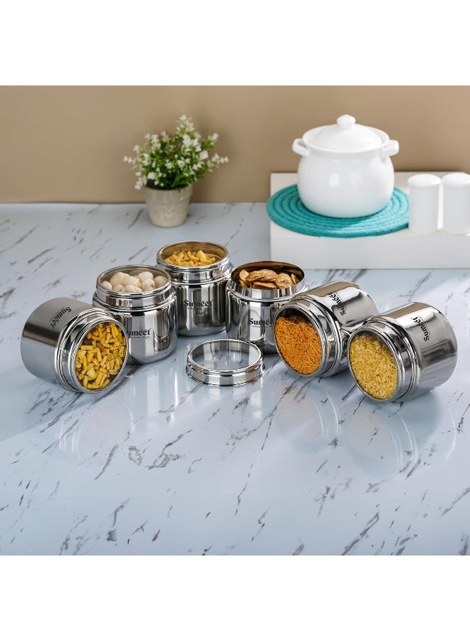 Sumeet Stainless Steel Canisters – Set of 6 (1450ml each), BENI Shape, See-Through Lid, Airtight & Leak-Proof, Corrosion-Resistant, Dishwasher Safe for Storing Leftovers & Meal Prep - Image 3