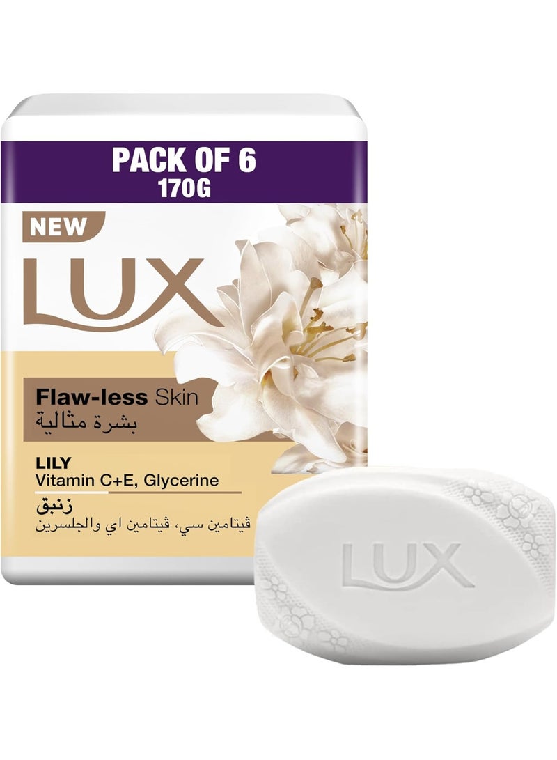 Lux Flaw-less Skin Lily Vitamin C+E, Glycerine Set of 6 PCS 170g - Image 2