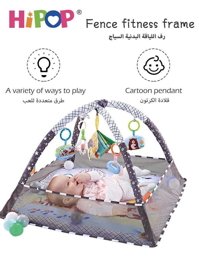 Baby Activity Gym and Ball Pit with Hanging Toys,Multifunctional Ocean Ball Pool 80*80*55cm