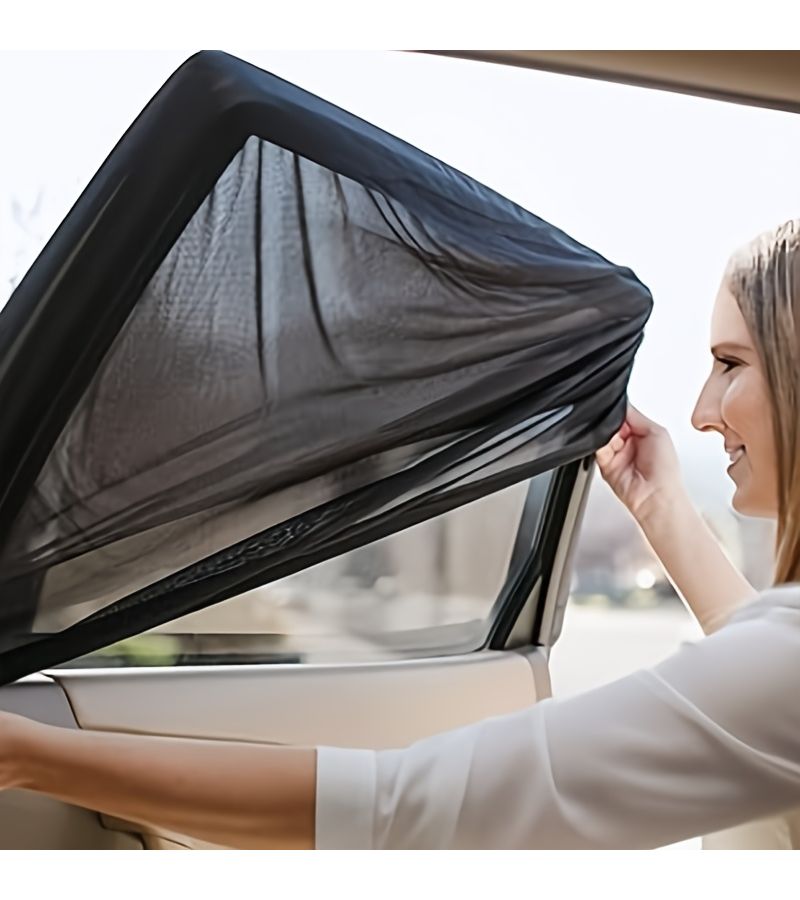 2 Pack Black Rear Window Sunshades Breathable Universal for SUVs Sedans - Image 2