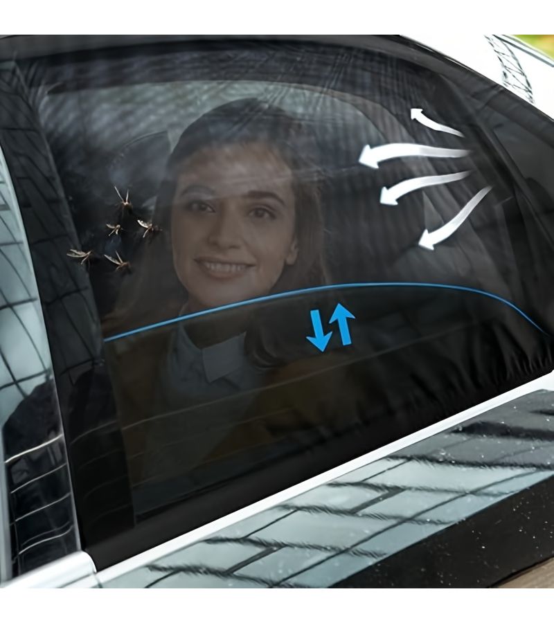 2 Pack Black Rear Window Sunshades Breathable Universal for SUVs Sedans - Image 1