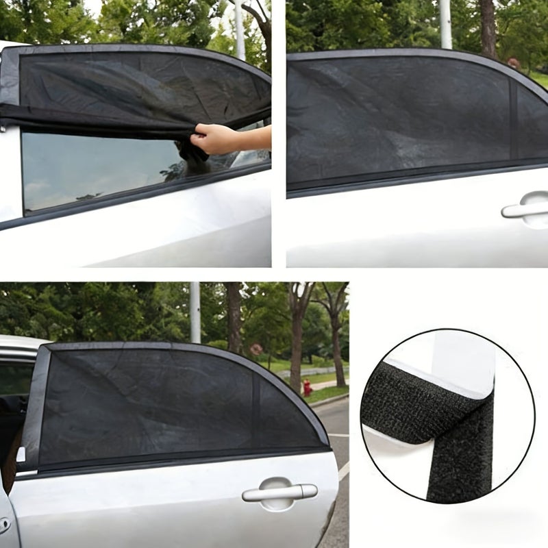 2 Pack Black Rear Window Sunshades Breathable Universal for SUVs Sedans - Image 4