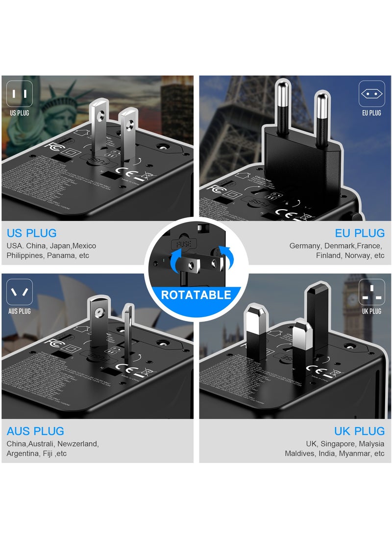 TIKNIA 2025 Upgraded Quick Charge PD 3.0 Universal Travel Plug Adapter, Suit More Than 180 Countries All in One Outlets True 35W GaN3 Tech for Apple Samsung Etc and Tablets Laptops  - Image 3