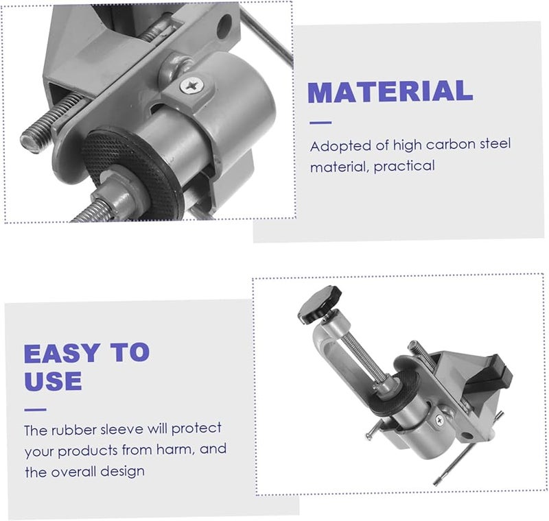 Multifunctional Swivel Table Vise Clamp with Electric Drill Bracket and Rubber Sleeve Protection for Woodworking Metalworking - Image 4