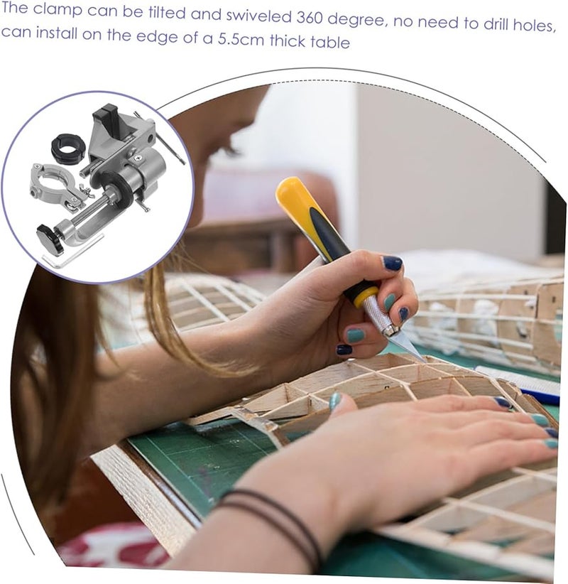 Multifunctional Swivel Table Vise Clamp with Electric Drill Bracket and Rubber Sleeve Protection for Woodworking Metalworking - Image 3