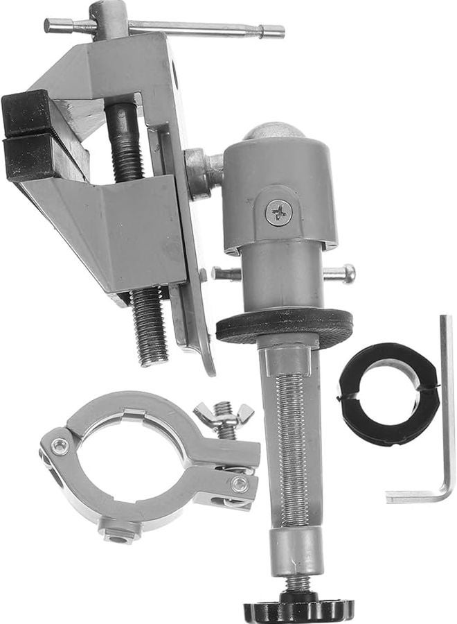 Multifunctional Swivel Table Vise Clamp with Electric Drill Bracket and Rubber Sleeve Protection for Woodworking Metalworking - Image 1