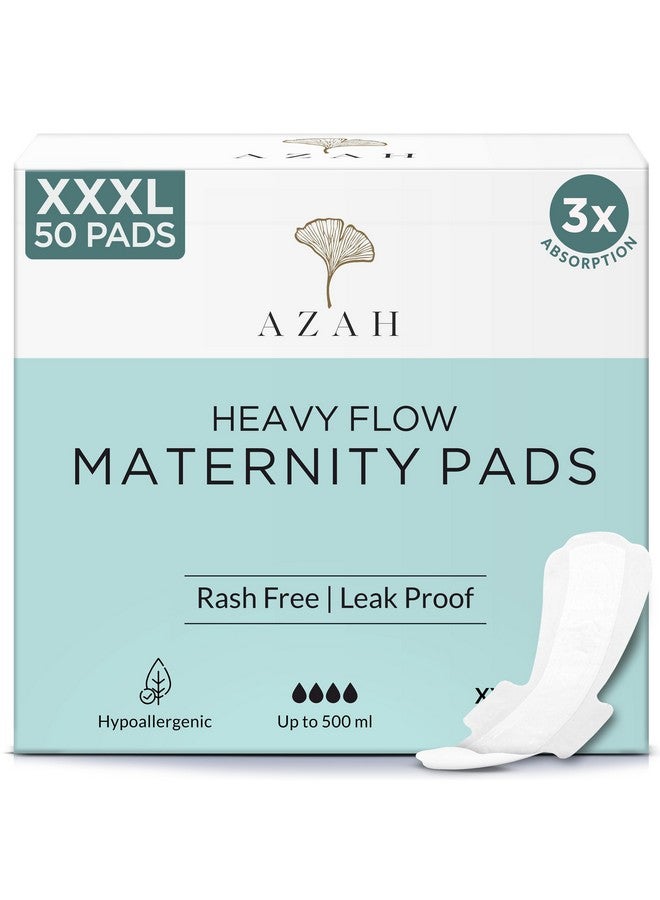 AZAH Maternity Pads After Delivery For Women (Box Of 50) Ultra-Absorbent Xxxl Pads For Women | Maternity Pads Made For Heavy Flow, Postpartum Flow & Overnight Flow | Without Disposable Bags - Image 1