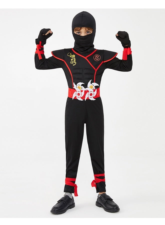 Samurai Ninja Costume Set M (8-10Y) for Children Boys Cosplay Set with Ninja Accessories for Role Play, Halloween, Party - Image 3