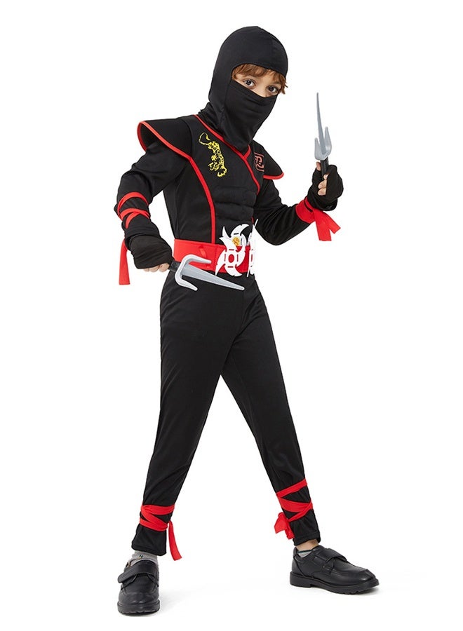 Samurai Ninja Costume Set M (8-10Y) for Children Boys Cosplay Set with Ninja Accessories for Role Play, Halloween, Party - Image 1