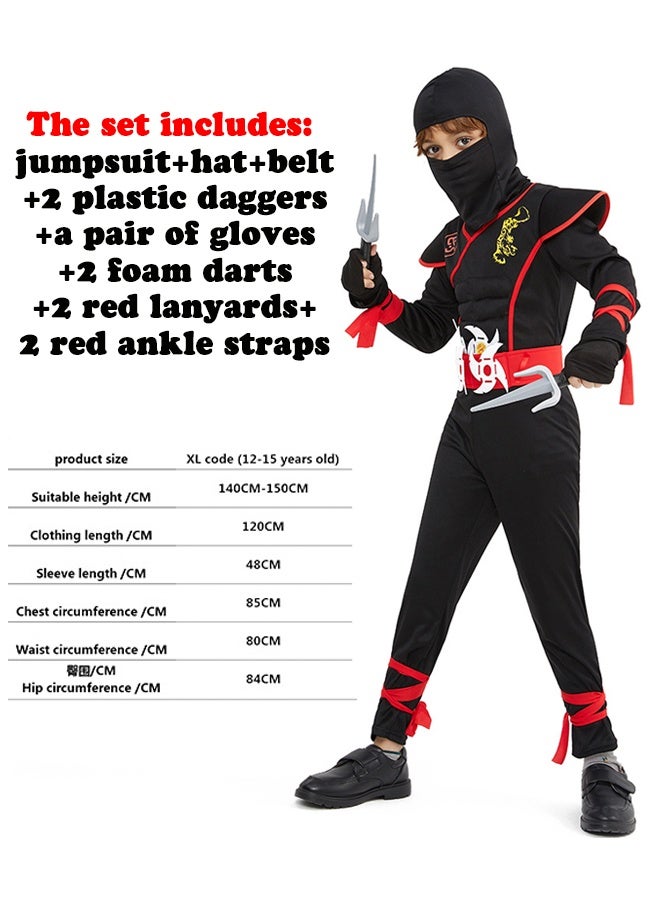 Samurai Ninja Costume Set M (8-10Y) for Children Boys Cosplay Set with Ninja Accessories for Role Play, Halloween, Party - Image 5