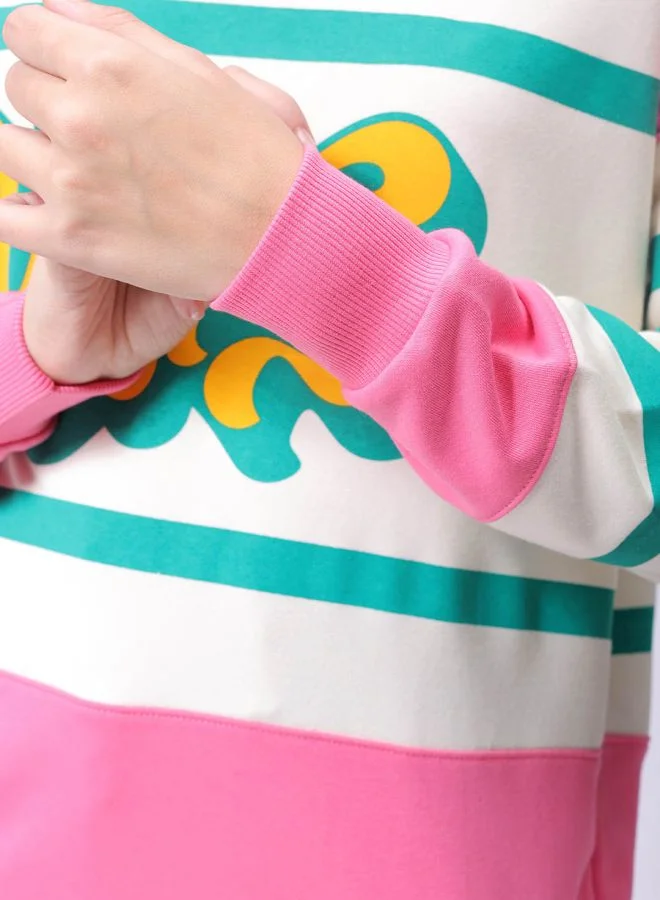 Freehand Women Loose Fit Typographic Oversized Sweatshirt