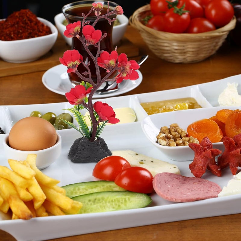 comfrt Sushi Dish Decor Artificial Sushi Restaurant Sashimi Serving Plate Artificial Flowers Sashimi Platter Decoration Green Plant Dish for Japanese Restaurant Desktop Display - Image 5