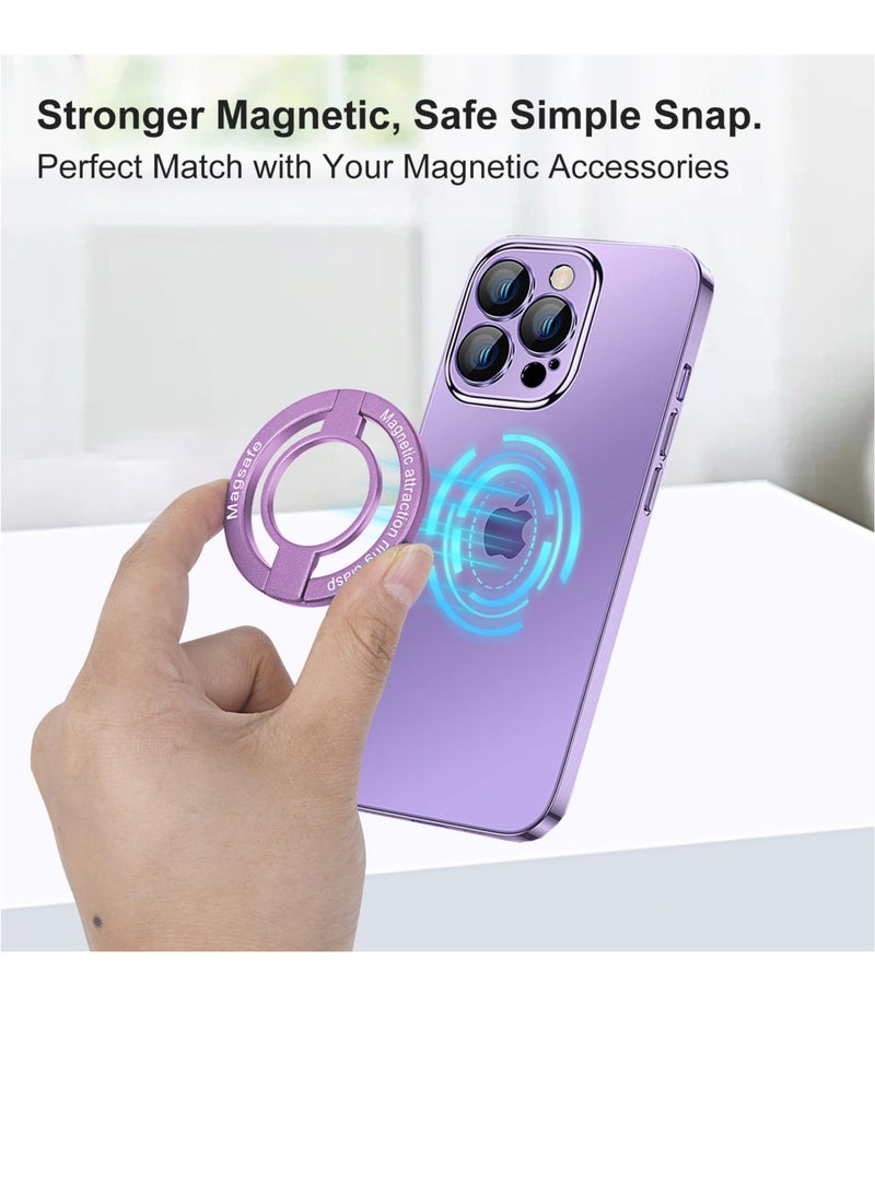 Excefore Magnetic Phone Ring Holder, Adjustable Zinc Alloy Phone Ring Holder, for Magsafe Phone Ring Stand Holder, Compatible with iPhone Series and Phones with Magnetic Suction Case (Purple) - Image 2