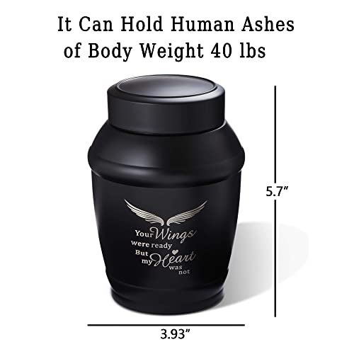 LINES ARTE 5.7 Inches Medium Size Urns for Human Ashes Adult Male,Black Angel Wings Cremation Decorative Urns for Adult Ashes - Image 2