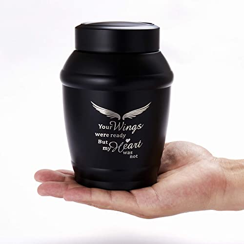 LINES ARTE 5.7 Inches Medium Size Urns for Human Ashes Adult Male,Black Angel Wings Cremation Decorative Urns for Adult Ashes - Image 3