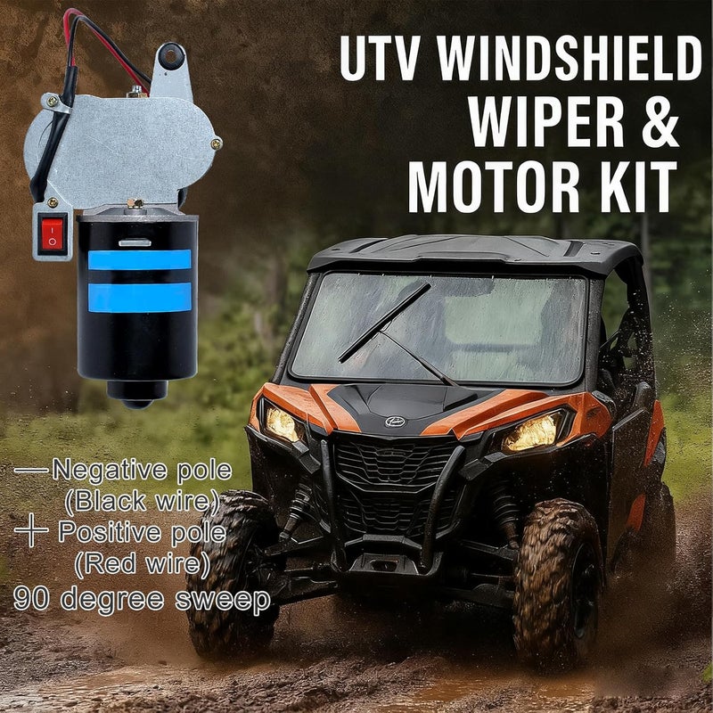 Wadoy 12V Electric Motor Universal Car Windshield Wiper Kit with 16" Wiper Blade for Polaris Ranger RZR 800 900 1000 - Image 5