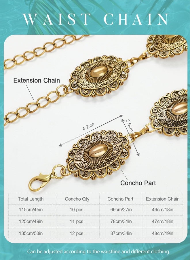 FIORETTO Metal Waist Chain Belts for Dress Western Boho Concho Chain Belt for Women Cowgirl Belts for Dress Jeans Country Concert Outfit Gold - Image 5
