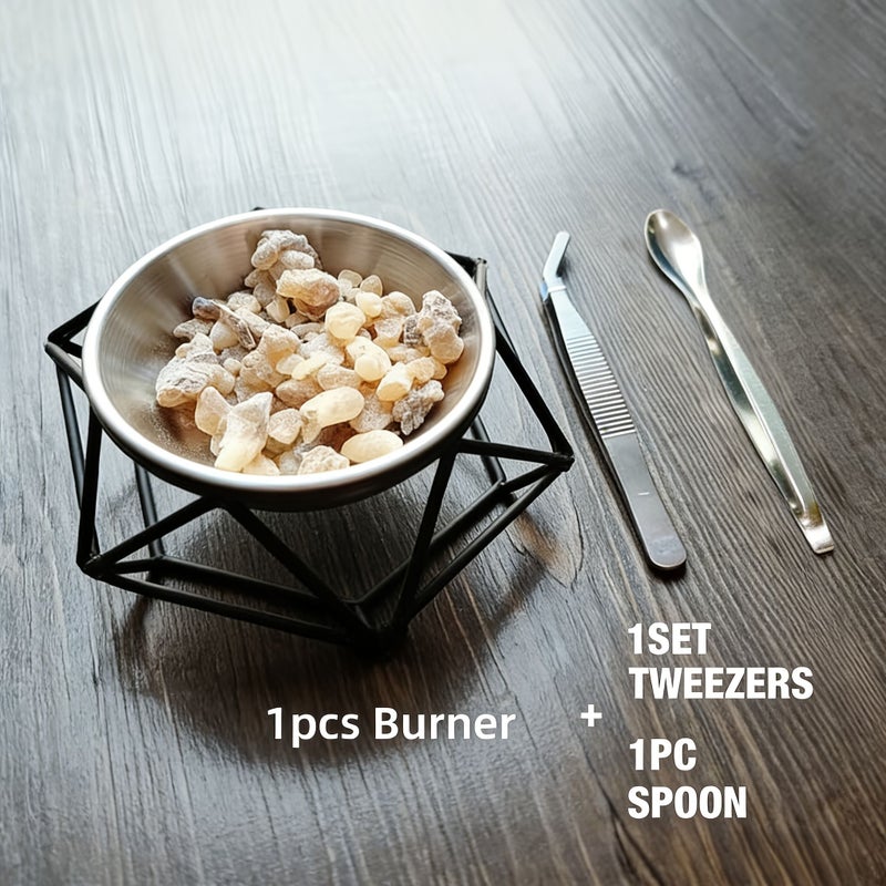 Black Nest Shaped Incense Burner Essential Oil Diffuser Tea Light Warmer Set - Image 1