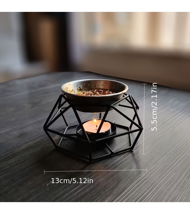 Black Nest Shaped Incense Burner Essential Oil Diffuser Tea Light Warmer Set - Image 4