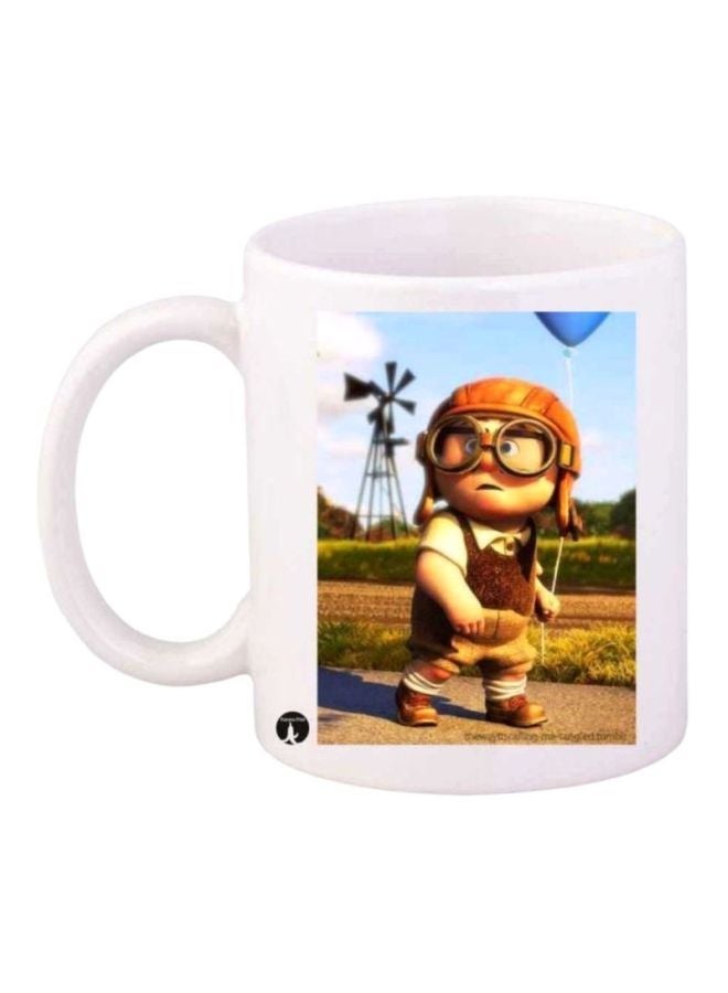 Up Printed Coffee Mug White/Brown/Blue