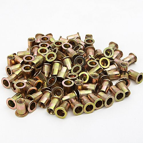LOKMAN Rivet Nut, LOKMAN 50 Pieces 5/16-18UNC Carbon Steel Flat Head Rivnut Threaded Insert Nut, Knurled Body (5/16''-18) - Image 3