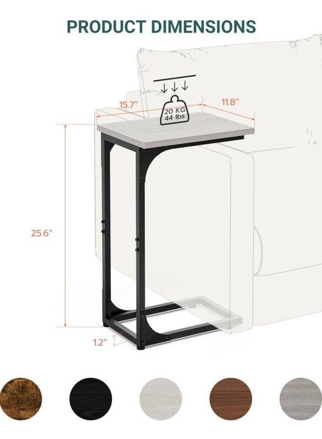 RISWER C-Shaped Side Table for Couch - Small Coffee Stand Sofa Tray Desk with Metal Frame and Waterproof Scratch Resistant, Modern End Accent for Living Room, Bedroom, Small Spaces, Greige - Image 3