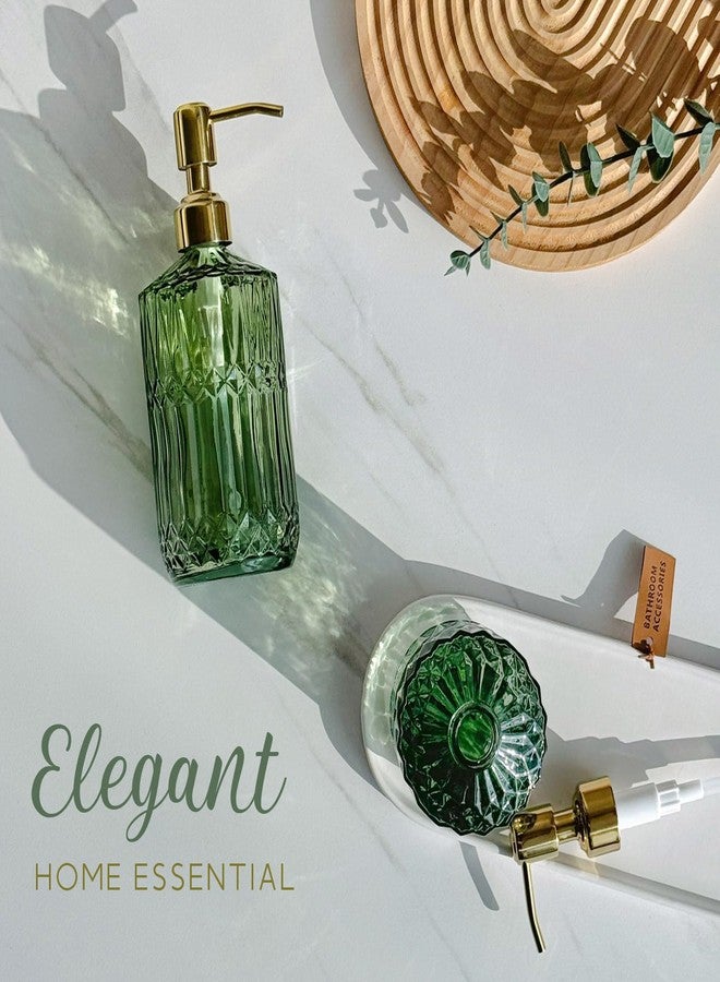 JASAI 18Oz Green Glass Soap Dispenser with Gold Rust Proof Pump, Refillable Kitchen soap Dispenser for Dish Soap, Soap Dispenser Bathroom for Hand soap, Lotion, Body Wash. - Image 5