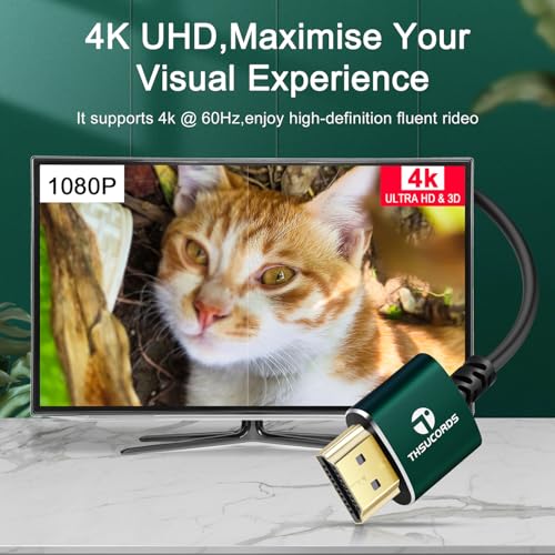 Thsucords Thin Micro HDMI to HDMI Cable 15FT, Ultra Slim&Flexible Soft Micro HDMI D Type to HDMI A Type Cable Supports 3D/4K@60Hz/18gbps/2160P/1080P for GoPro Hero7/8/9 Raspberry Pi 4 - Image 5