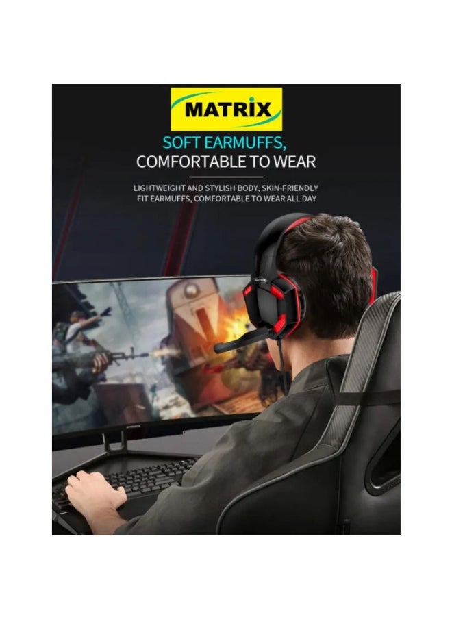 MATRIX Matrix Gaming Headsets with LED Light Effect - Black - M-730  - Image 5