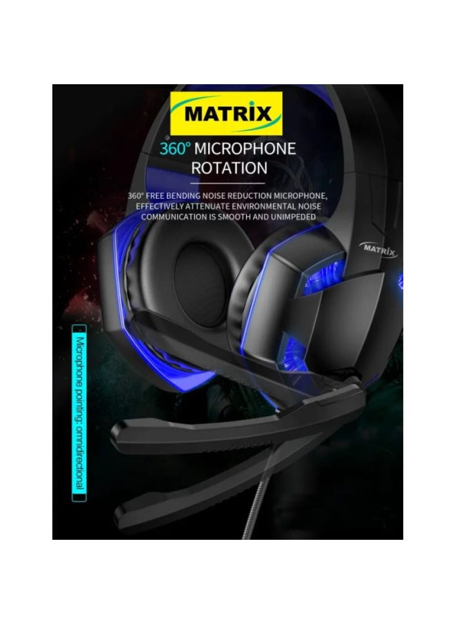 MATRIX Matrix Gaming Headsets with LED Light Effect - Black - M-730  - Image 3