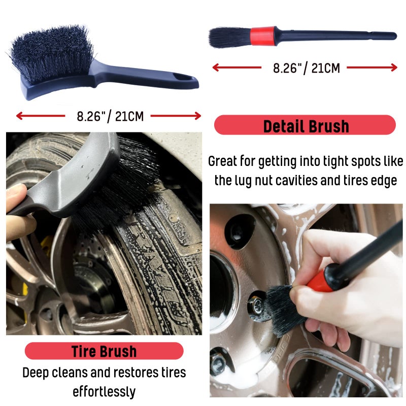 BYTTME Wheel Brushes for Cleaning Wheels (4 Pro Pack)- 2X Soft Wheel Cleaning Woolies Brush, Detailing Brush and Stiff Tire Brush, Scratch Free Durable Car Wheel Rim Brush Kit for Car Rim and Tire Detailing - Image 3