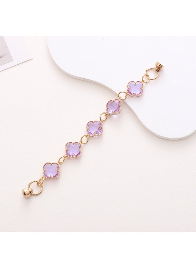 NIBEMINENT Phone Charm/ Chain Strap for Women Girls, Gem Four Leaf Grass Cell Phone Case Lanyard Wrist Strap，K281/Light Purple