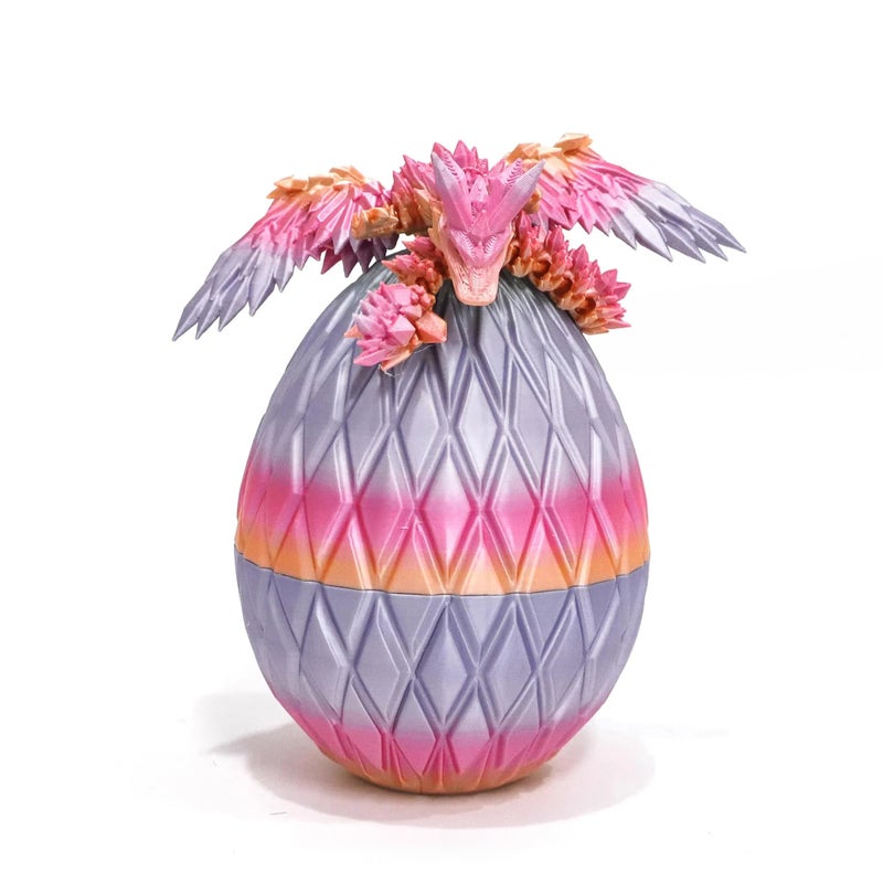 Flavery 3D Printed Flying Dragon Egg Winged Dragon in Diamond Easter Eggs Flexible Crystal Animal Inside Mystery 3D Gift Desk Decoration Fidget Toy Candy Color Rainbow - Image 2