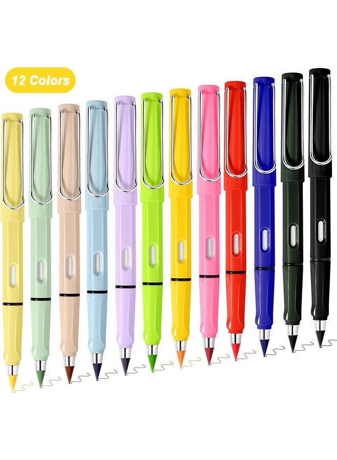 Generic 12 Colors Colored Pencils, Infinity Pencil Coloring Metal Pencils, Everlasting Pencil with Eraser, Color Pencil Set, Eternal Pencils for Home School Office Writing Drawing  - Image 1