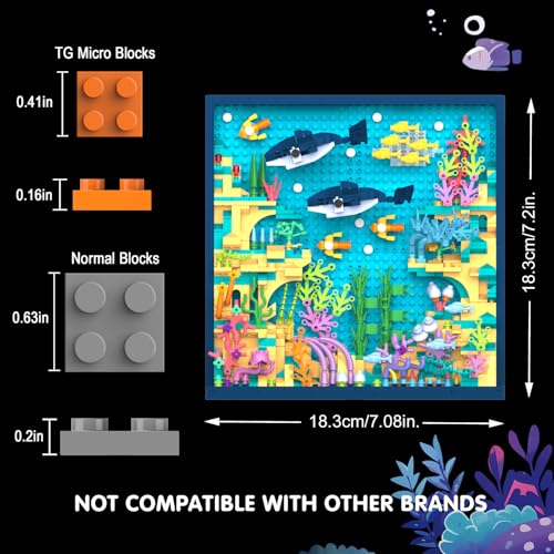 TG BLOCKS Micro Brick Ocean World Building Set, 3D Wall Art Home Office Decoration or Table Display, Creative Building Craft Set, Ideas Gift Building Toy for Adults,Teens Ages 8+ Kids - Image 3