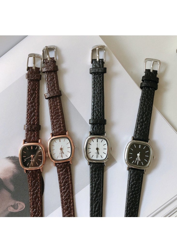 wokai 2025 New Korean Version Quartz Leather Strap Watch, Trendy Minimalist Retro Harajuku Style, Suitable for Students, Men, Women, and Couples  - Image 2