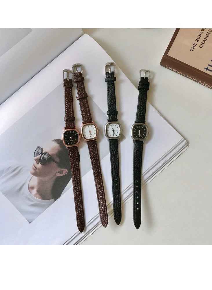 wokai 2025 New Korean Version Quartz Leather Strap Watch, Trendy Minimalist Retro Harajuku Style, Suitable for Students, Men, Women, and Couples  - Image 3