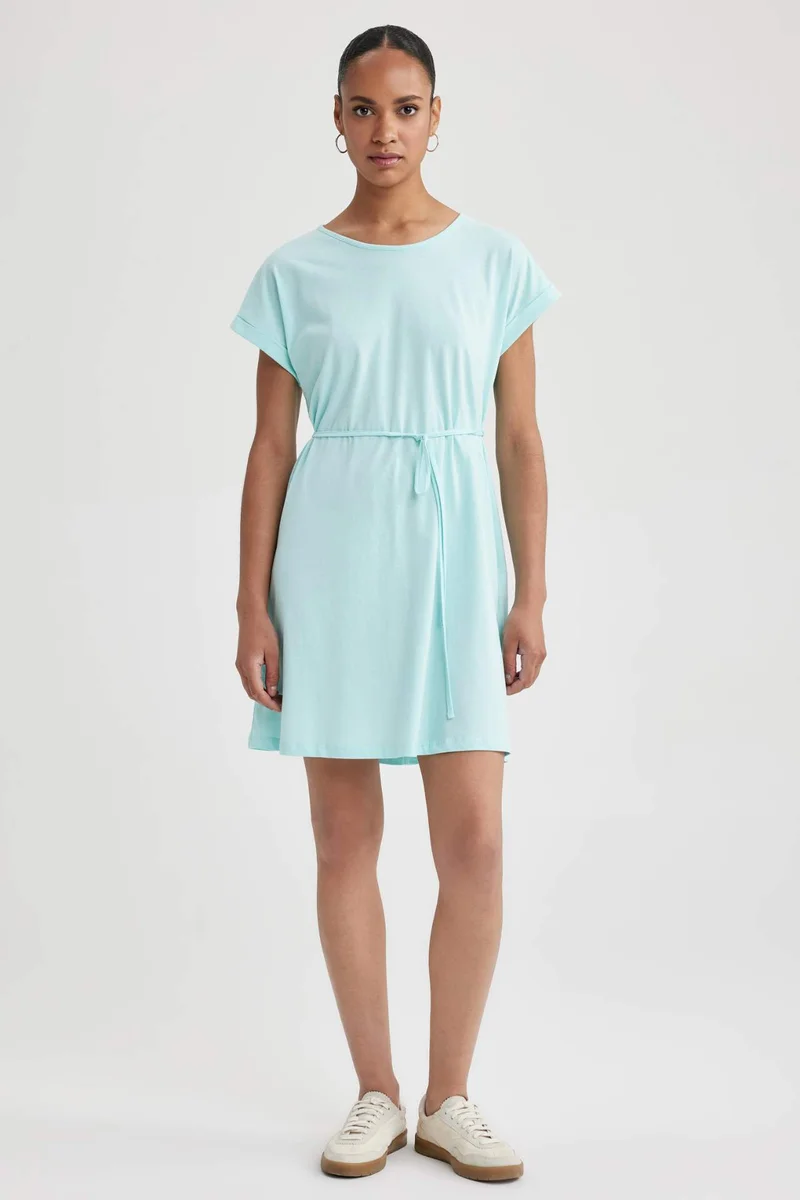 ديفاكتو A-Line Crew Neck Cotton Dress