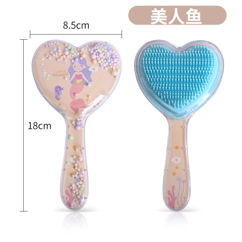 New cute air cushion comb love girl special comb cartoon transparent airbag comb quicksand toy massage comb Mermaid
