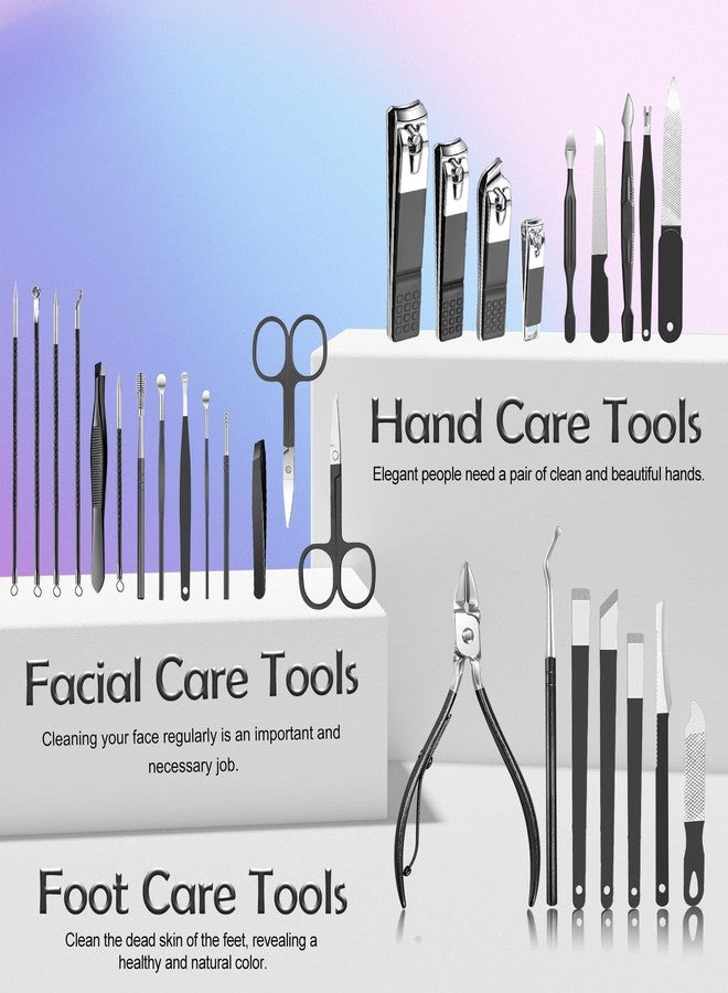 Andrea Manicure kit Personal Care Mens Grooming Kit, 30 in 1 Professional Nails Kit Pedicure Kit, Nail Clippers for Men and Beauty Tool Portable Set, with Luxurious Travel Case (Black) - Image 4