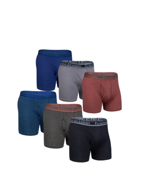 Fashion Academy Boys Outer Elastic Boxer Assorted Colors Pack of 6