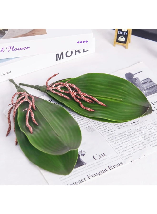 6 Pack Artificial Orchid Leaves, Faux Greenery Stems for Floral Arrangements & Home Decor - Image 2