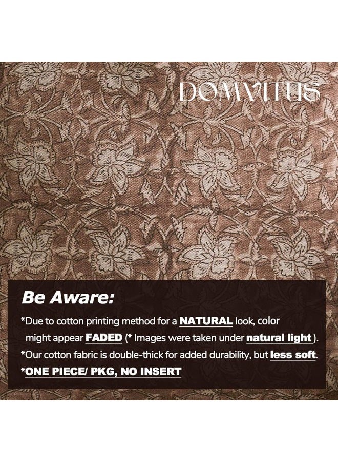 DOMVITUS Floral Pillow Covers 20x20 Throw Pillow Covers Block Print Vintage Decorative Neutral Pillow Cover for Couch Bed Living Room Brown 1PC - Image 3