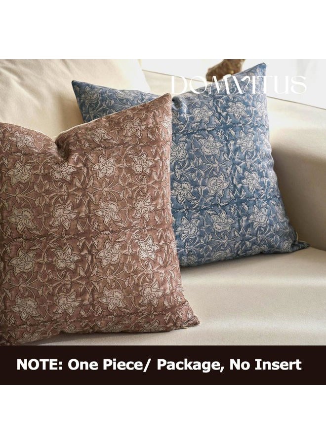 DOMVITUS Floral Pillow Covers 20x20 Throw Pillow Covers Block Print Vintage Decorative Neutral Pillow Cover for Couch Bed Living Room Brown 1PC - Image 5