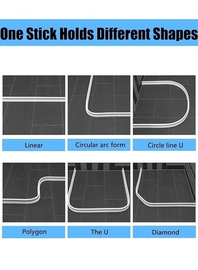 روبرنتي شرائط عازلة للماء على شكل حرف T للحمام، حاجز مائي للاستحمام، سدادة مياه ذاتية اللصق، شرائط عازلة للماء لأسطح المطابخ، شرائط فاصلة مقاومة للماء ذاتية اللصق، حاجز مائي لأرضية الحمام وفصل بين المناطق الرطبة والجافة، طول 1 متر، شفافة - Image 5