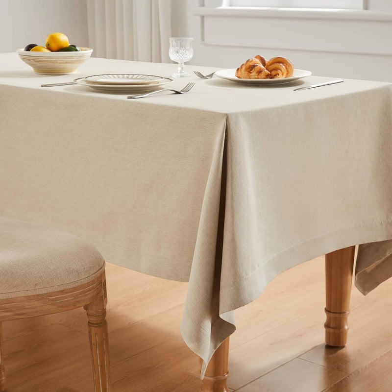 ZeeMart Basic Linen Textured Table Cloth 52 x 52 Inch Raw Linen Farmhouse Style Light Beige Square Tablecloth Wrinkle Resistant Washable Heavy Weight TableCloths - Image 4