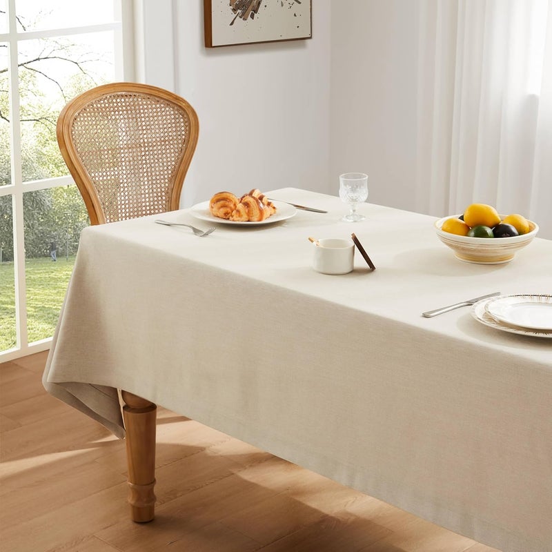 ZeeMart Basic Linen Textured Table Cloth 52 x 52 Inch Raw Linen Farmhouse Style Light Beige Square Tablecloth Wrinkle Resistant Washable Heavy Weight TableCloths - Image 3