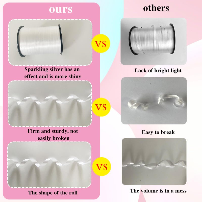 weizedm 500 Yard Premium White Curling Ribbon,White Curling Ribbon,Curling Ribbon for Gift Wrapping, Balloon String,Balloon Ribbon, Gift Ribbon for Baby Showerï¼Œfor Gift Wrapping, Party Decoration - Image 3